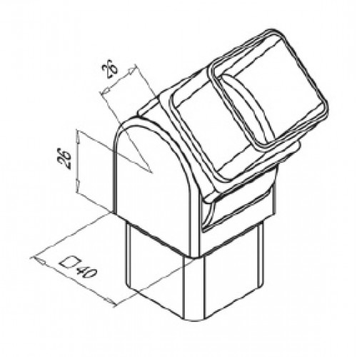 Square Adjustable 90 for 40mm x 40mm Tube